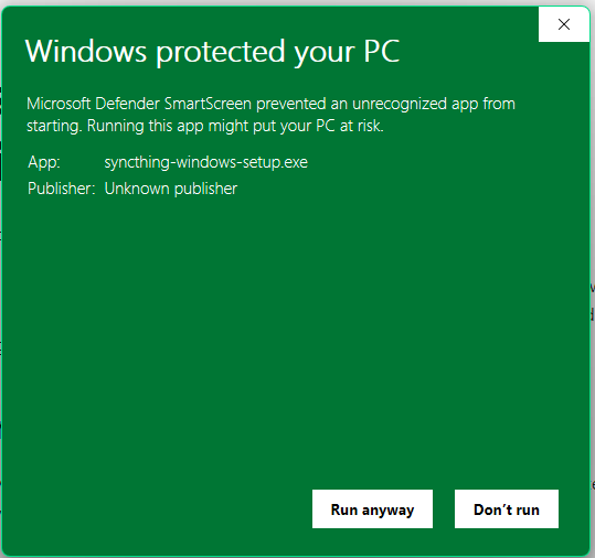 Run Anyway Syncthing Install